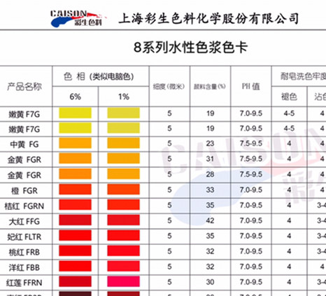 涂料水性色浆彩生牌8系列色浆色卡